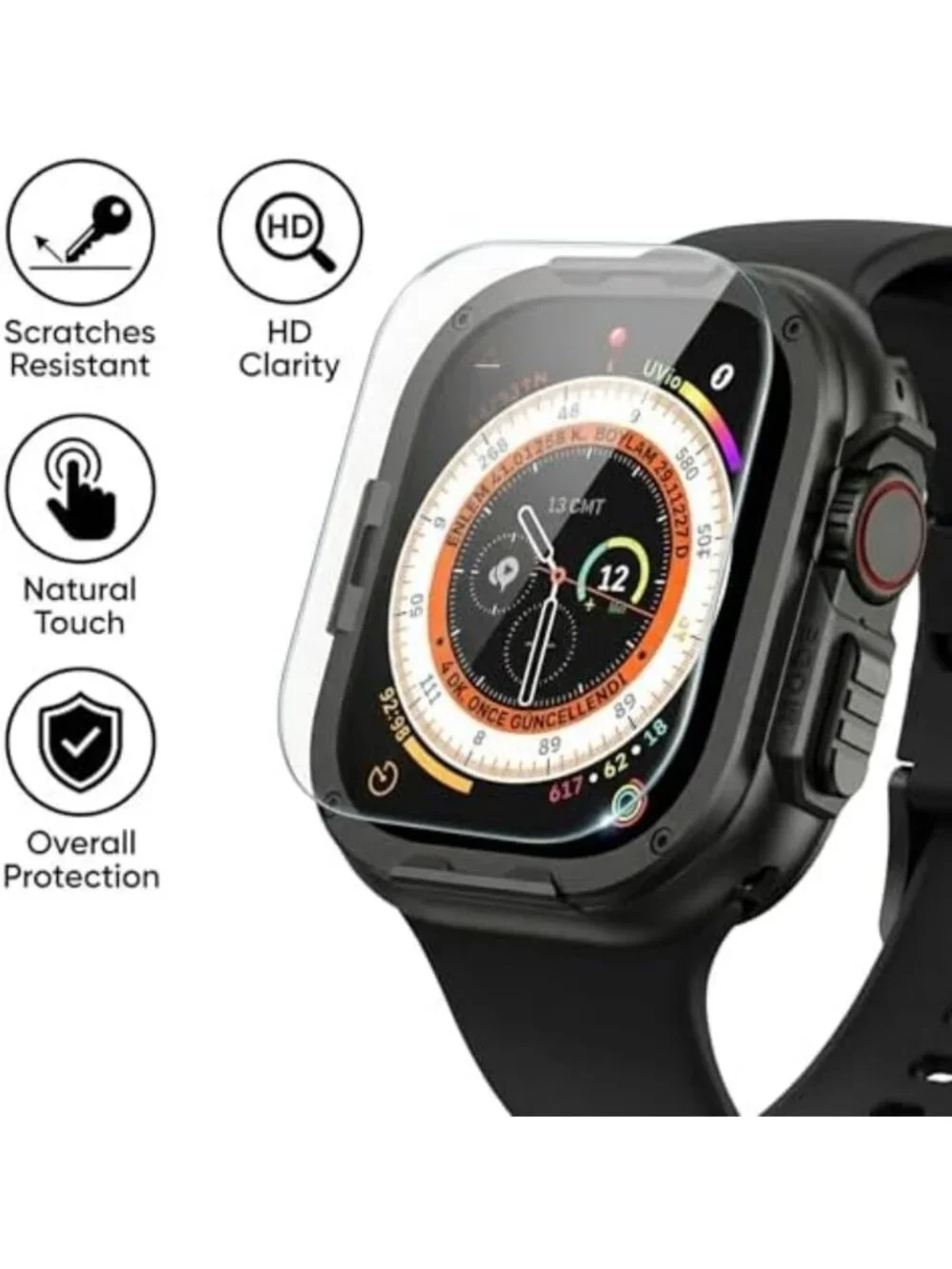 Rugged Titanium Case for Apple Watch Ultra 49mm, Lightweight 2-in-1 Metal Cover